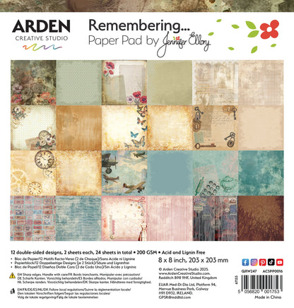 Arden Creative Studio En souvenir... Bloc de papier 20x20cm