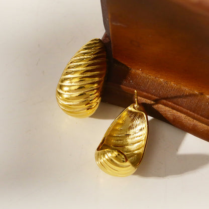 ADIRANA: Teardrop Beauty - Textured Lines Stud Earrings