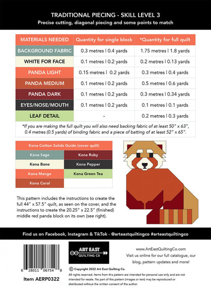 Red Pandas Quilt Pattern - Art East Quilting Co.