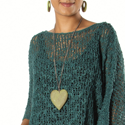 Collier Cœur Simple en Bois