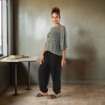 Grey Popcorn Knit Top