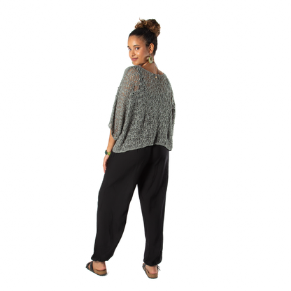 Grey Popcorn Knit Top