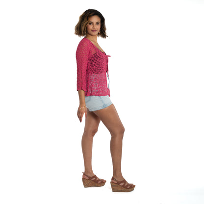 Tie Front Cardigan - Pink