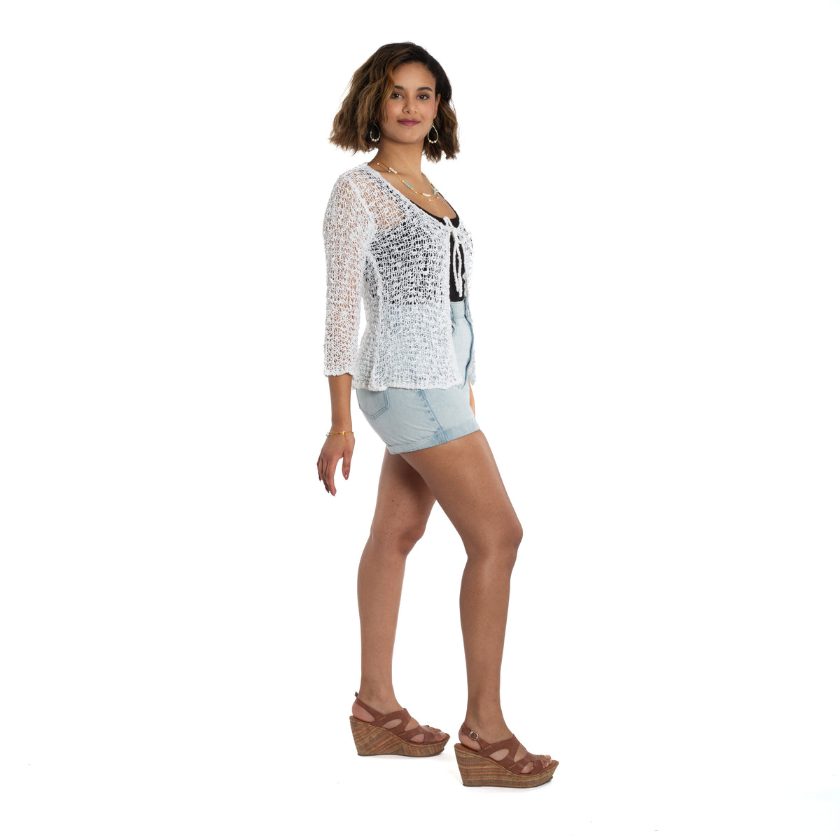 Tie Front Cardigan - White