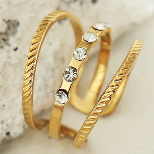 AMALIA: Bague en or ornée de zircone triple épaisseur