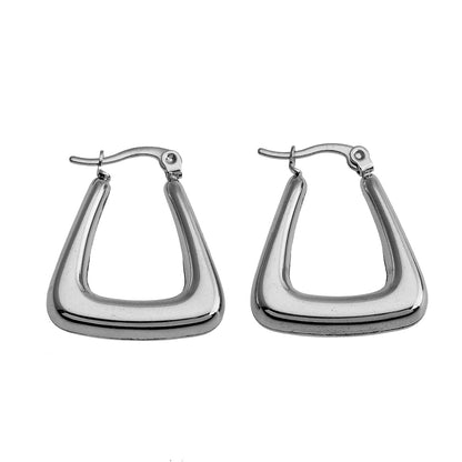 ANIKA : Boucles d'oreilles créoles mini chunky triangulaires or blanc (ton argent)