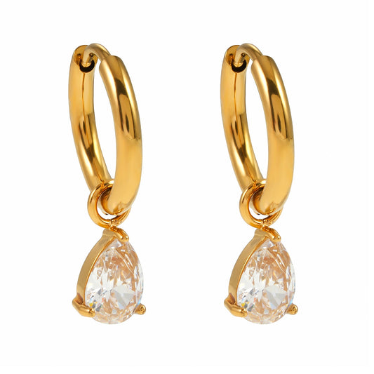 ANNAPOLIS Gold : Mini créoles d'inspiration vintage avec breloques perles et zircons