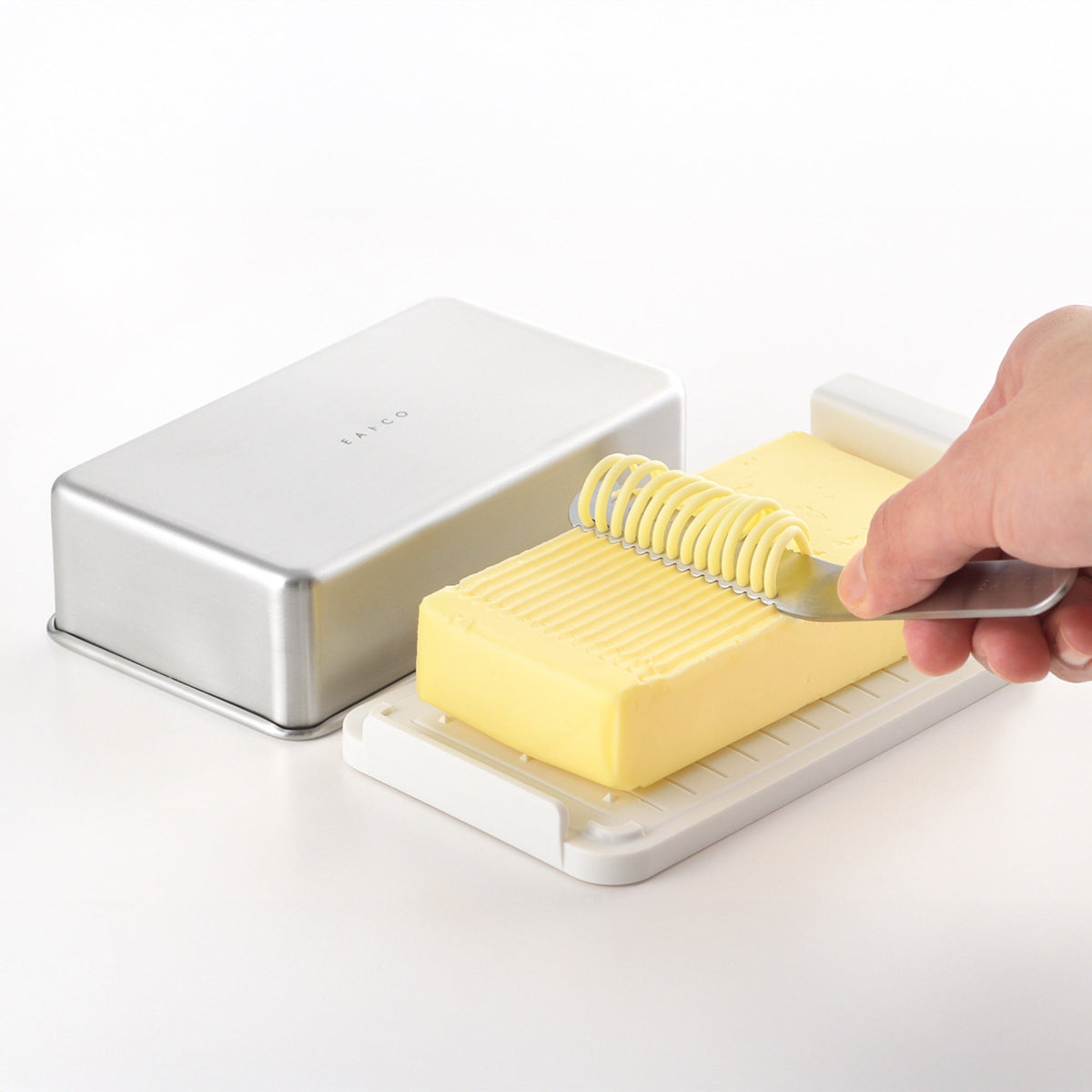 Boîte à beurre japonaise Eatoco – Couvercle en acier inoxydable avec plateau de portionnement