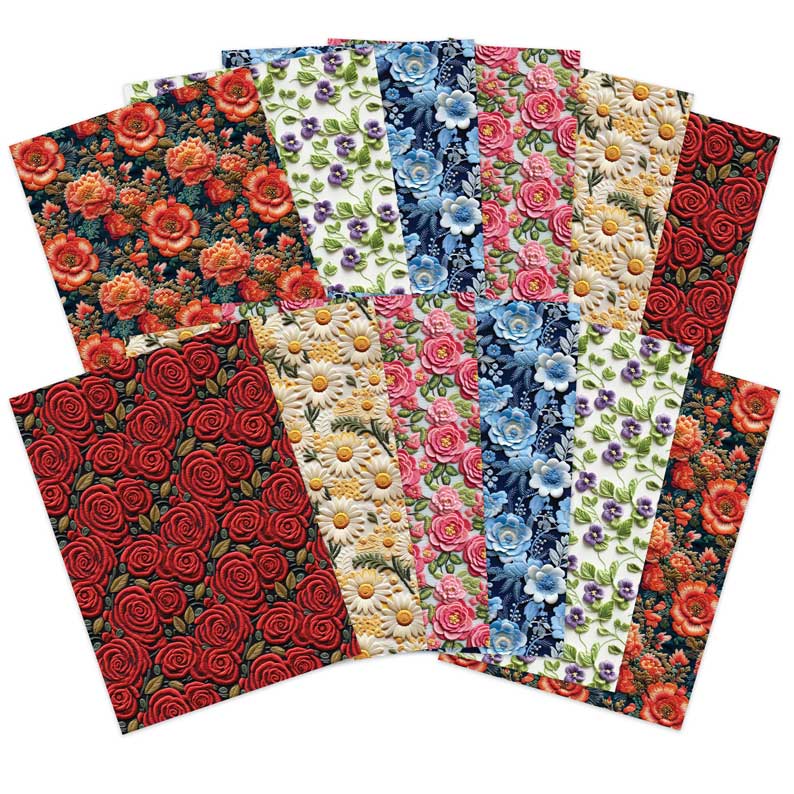 Adorables paquets de cartes de créateur Scorable - Fleurs brodées