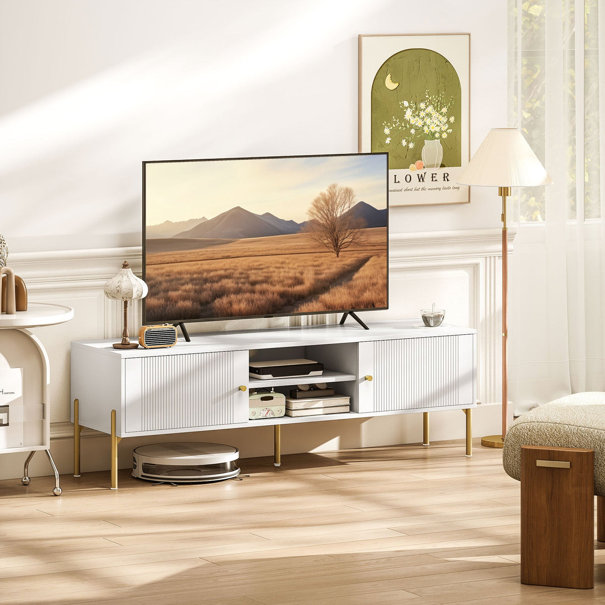 Meuble TV Harley pour téléviseurs jusqu'à 65 po - Blanc