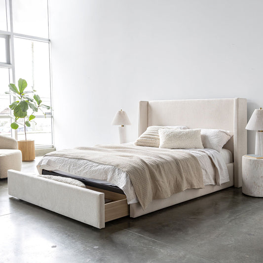 Lit Angie tiroir de rangement moderne – Crème
