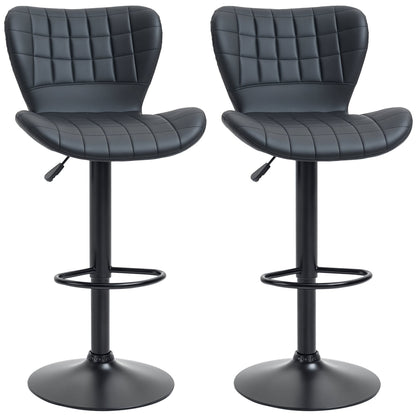 Avion Counter/Barstools with Adjustable Height and Swivel-Set of 2-Black