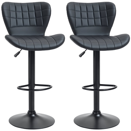 Avion Counter/Barstools with Adjustable Height and Swivel-Set of 2-Black