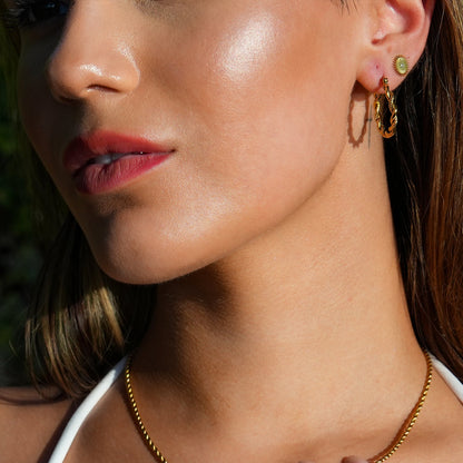 Boucles d'oreilles créoles torsadées texturées BARBARA Gold