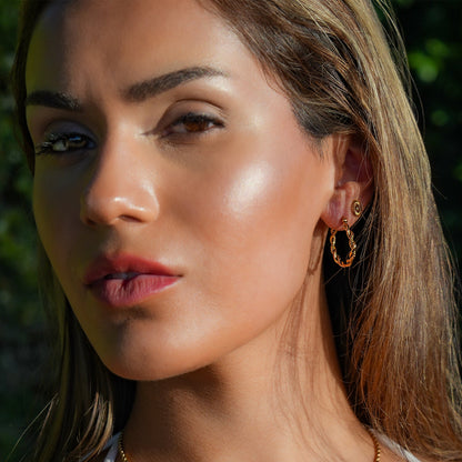 Boucles d'oreilles créoles torsadées texturées BARBARA Gold