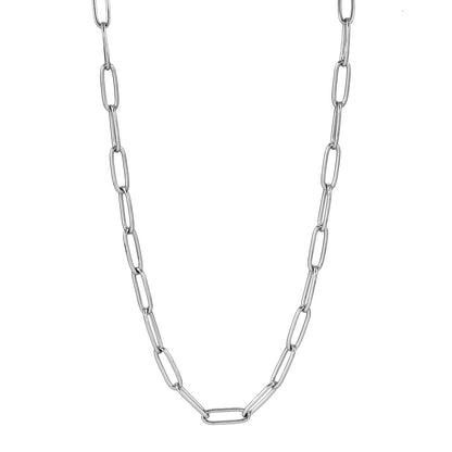 Style BARNSBURY: Essential Silver Chain Link Paper-Clip Necklace - 22"