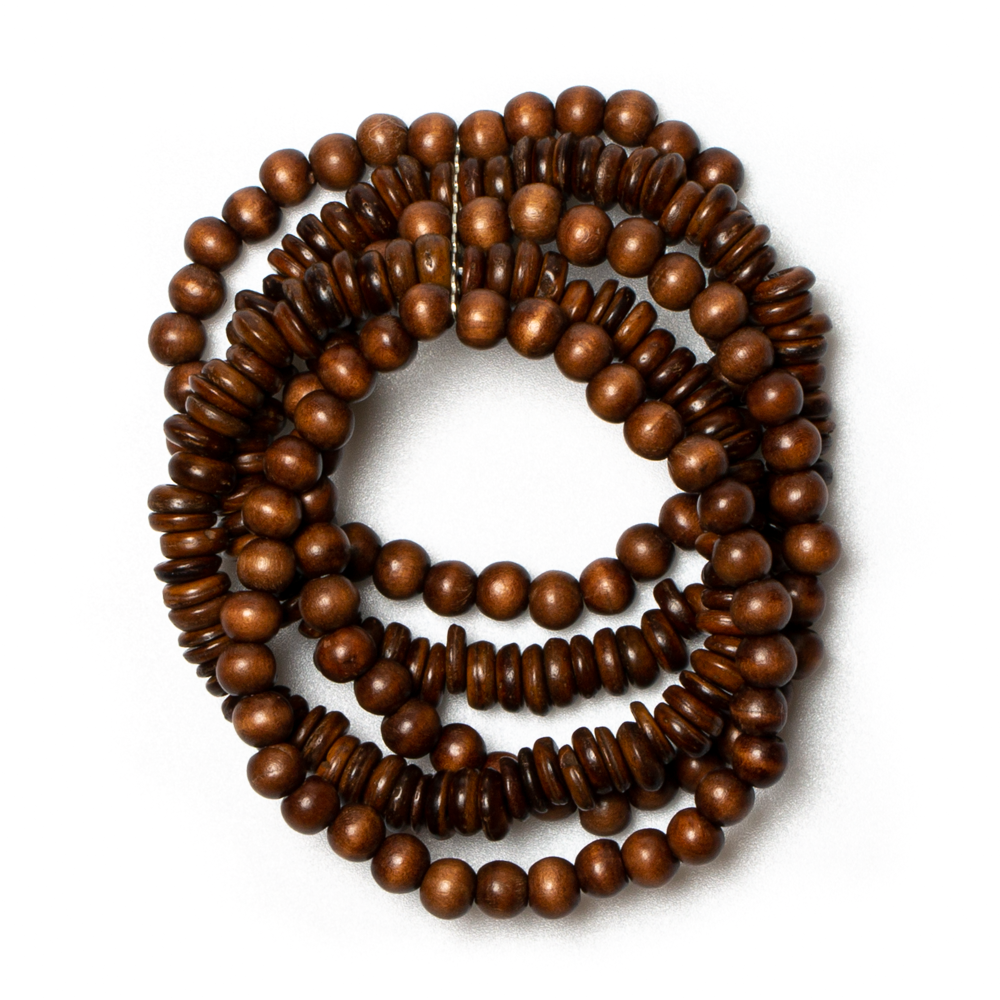 Chunky Wood & Coconut Bead Bracelet