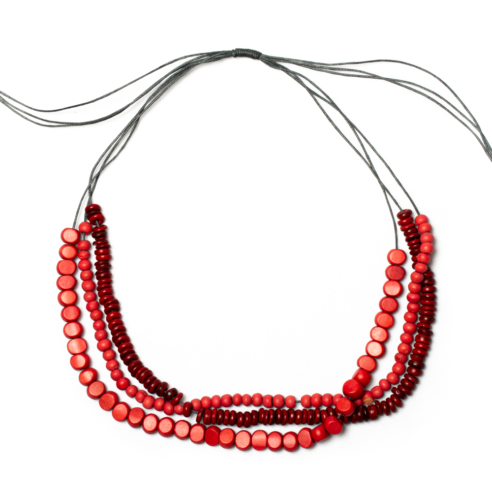 Triple Strand Mixed Wood Necklace