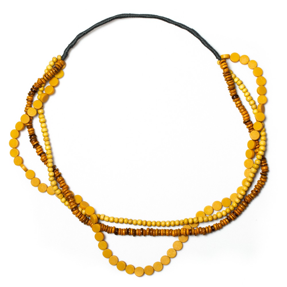 Triple Strand Wood & Resin Necklace