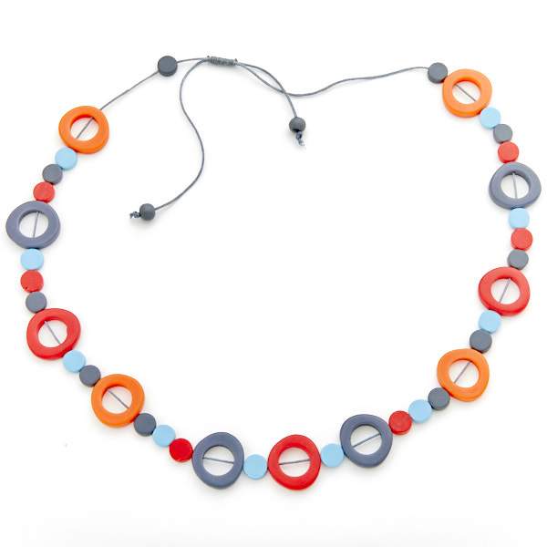 Long Resin Hoop and Disc Necklace