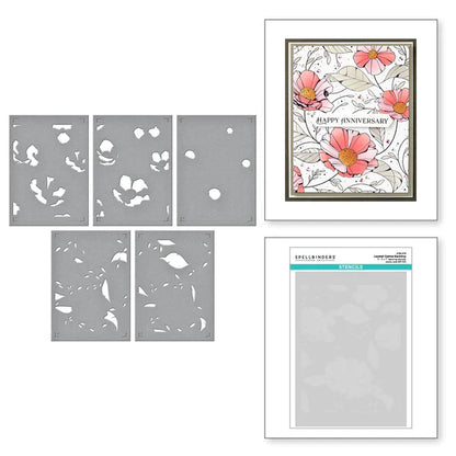 Lot Pochoir et Impression Mieux Presser Cosmos de la Collection Pressed Posies