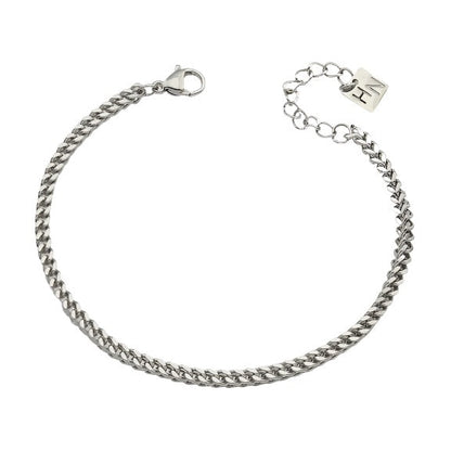 BILLIE Silver (White Gold): Cuban Link Chain Silver Bracelet