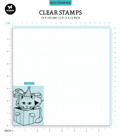 BL Tampon transparent Chat dans une boîte Essentiels 82x64x3mm 1 pc n°408