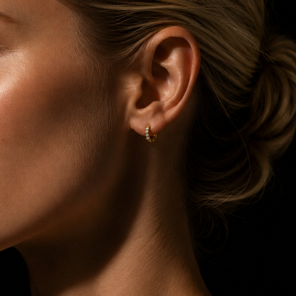BLIJDE Gold: Single Row Pavé Zirconia (CZ) Mini Hoop Earrings