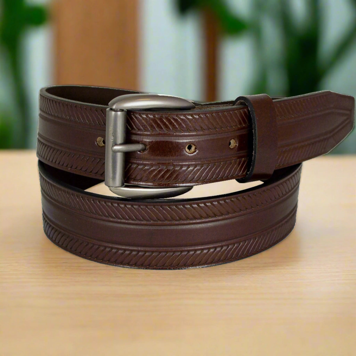 BOL Ceinture Homme en Cuir Nervuré à Boucle Amovible