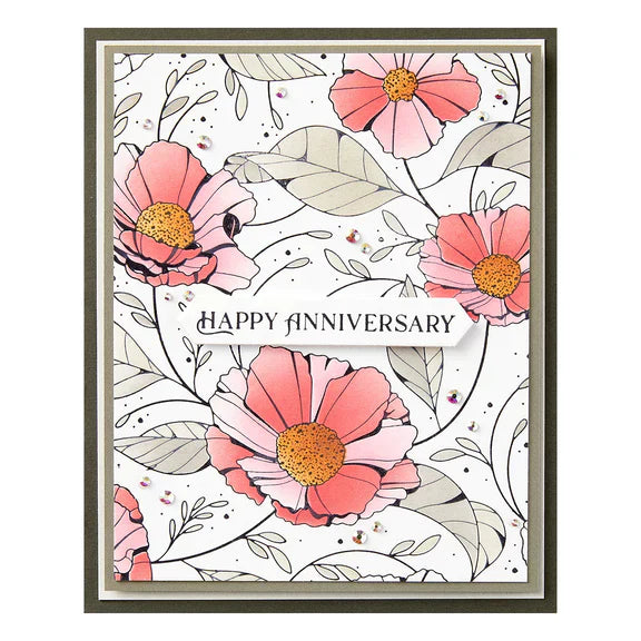 Lot Pochoir et Impression Mieux Presser Cosmos de la Collection Pressed Posies