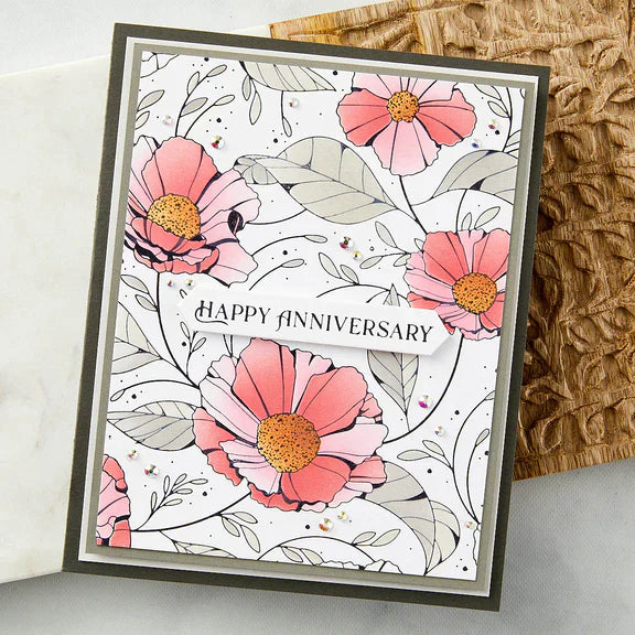Lot Pochoir et Impression Mieux Presser Cosmos de la Collection Pressed Posies