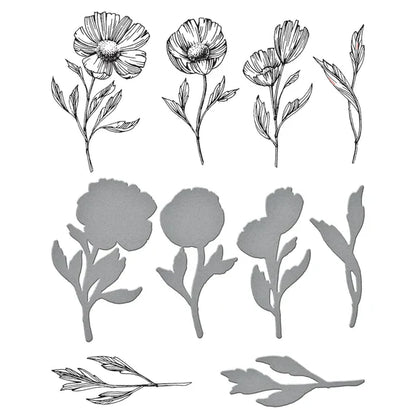 Plaque de presse et matrices Tiges de fleurs de la collection Pressed Posies