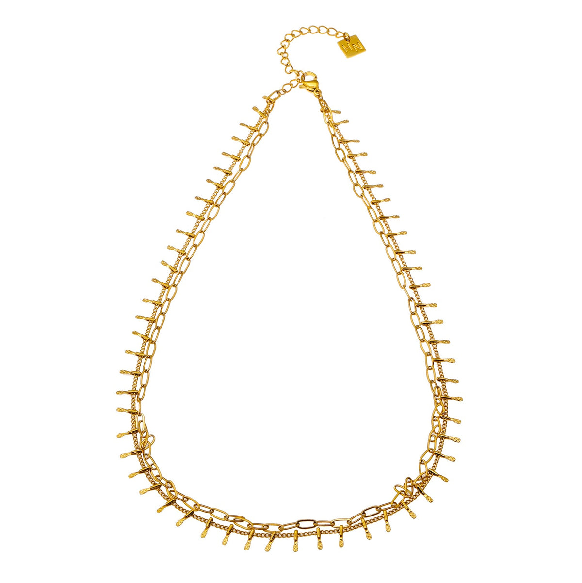 BRONTE:  Layered 2-Chain Necklace with Minimalist PaperClip Chain & Ornate Hook Chain