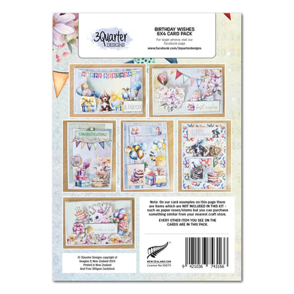 3Quarter Designs Birthday Wishes 6x4 Card Pack