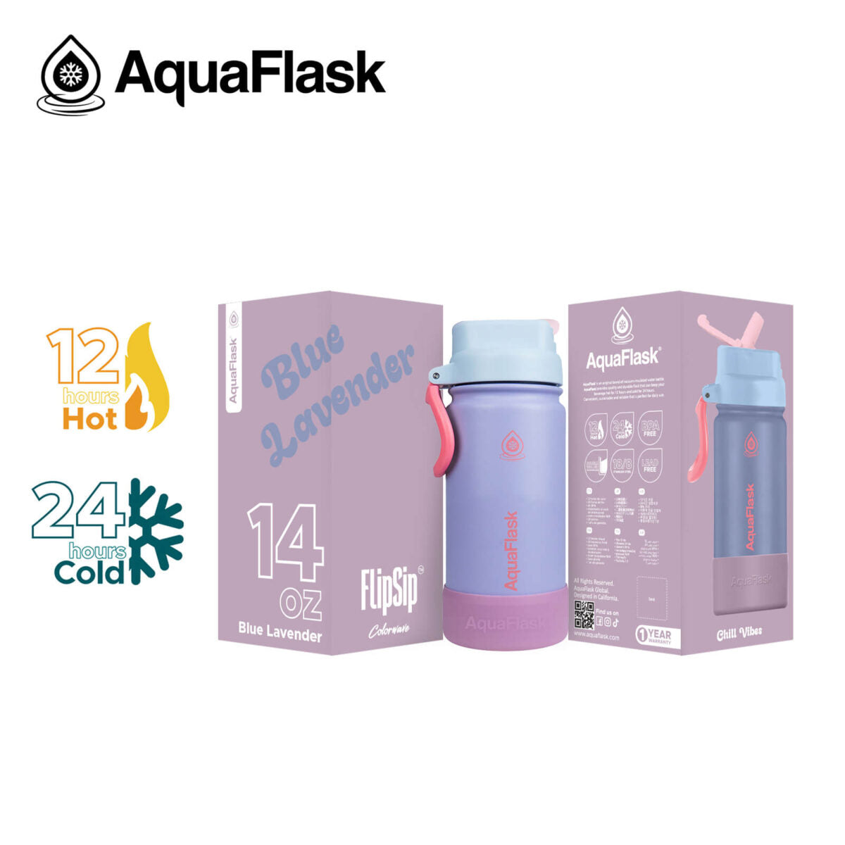Bouteilles d'eau AquaFlask Kids FlipSip 414 ml (14 oz)