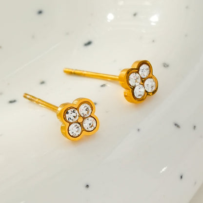 CATFORD Gold : Mini clous d'oreilles en zircone (CZ) en forme de trèfle
