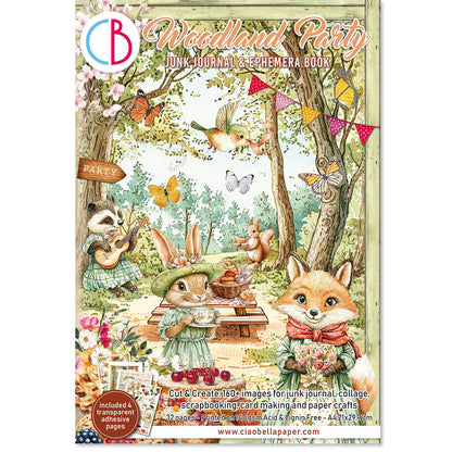 Journal créatif et éphéméra Woodland Party A4 32 pièces/paquet
