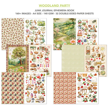 Journal créatif et éphéméra Woodland Party A4 32 pièces/paquet