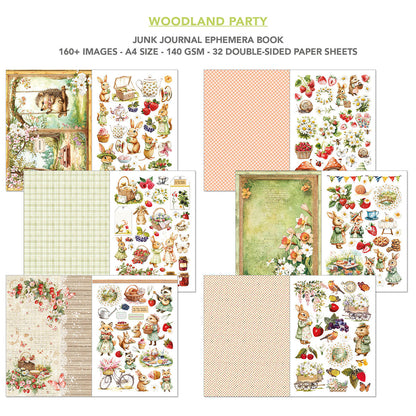 Journal créatif et éphéméra Woodland Party A4 32 pièces/paquet