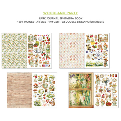 Journal créatif et éphéméra Woodland Party A4 32 pièces/paquet