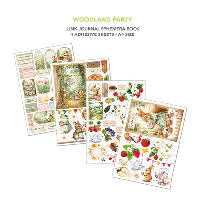 Journal créatif et éphéméra Woodland Party A4 32 pièces/paquet