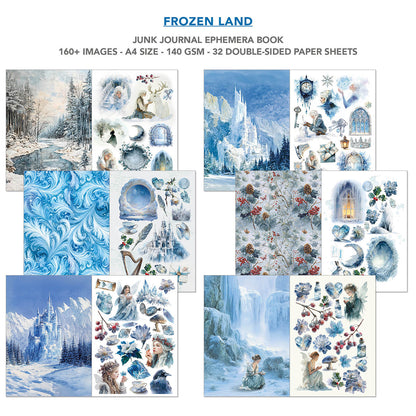 Livre d'éphéméras pour journal créatif Frozen Land A4 32 pièces/paquet