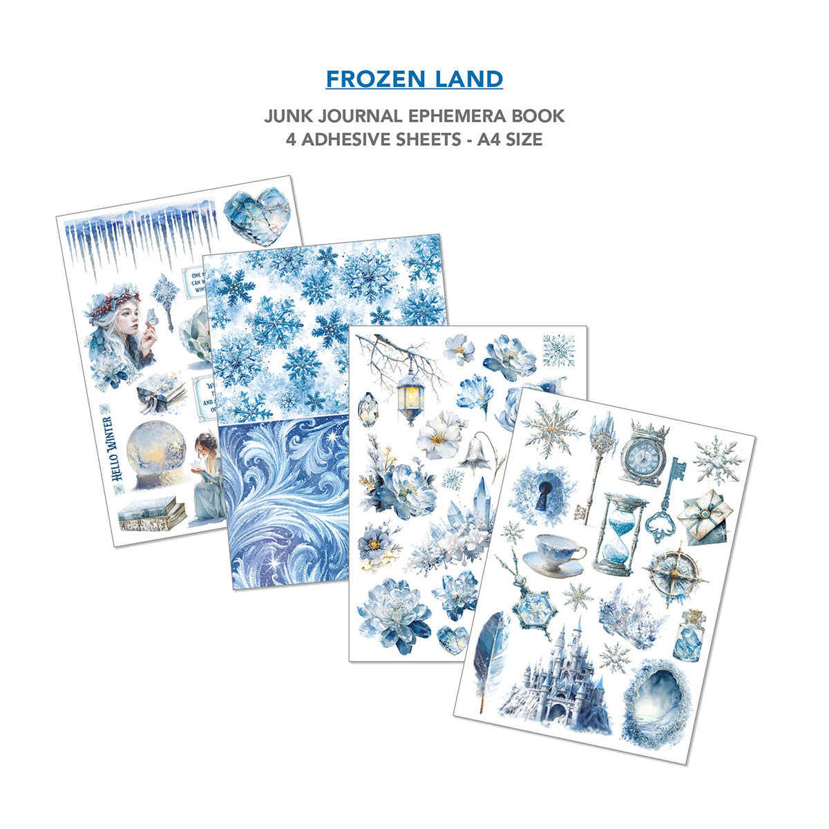 Livre d'éphéméras pour journal créatif Frozen Land A4 32 pièces/paquet
