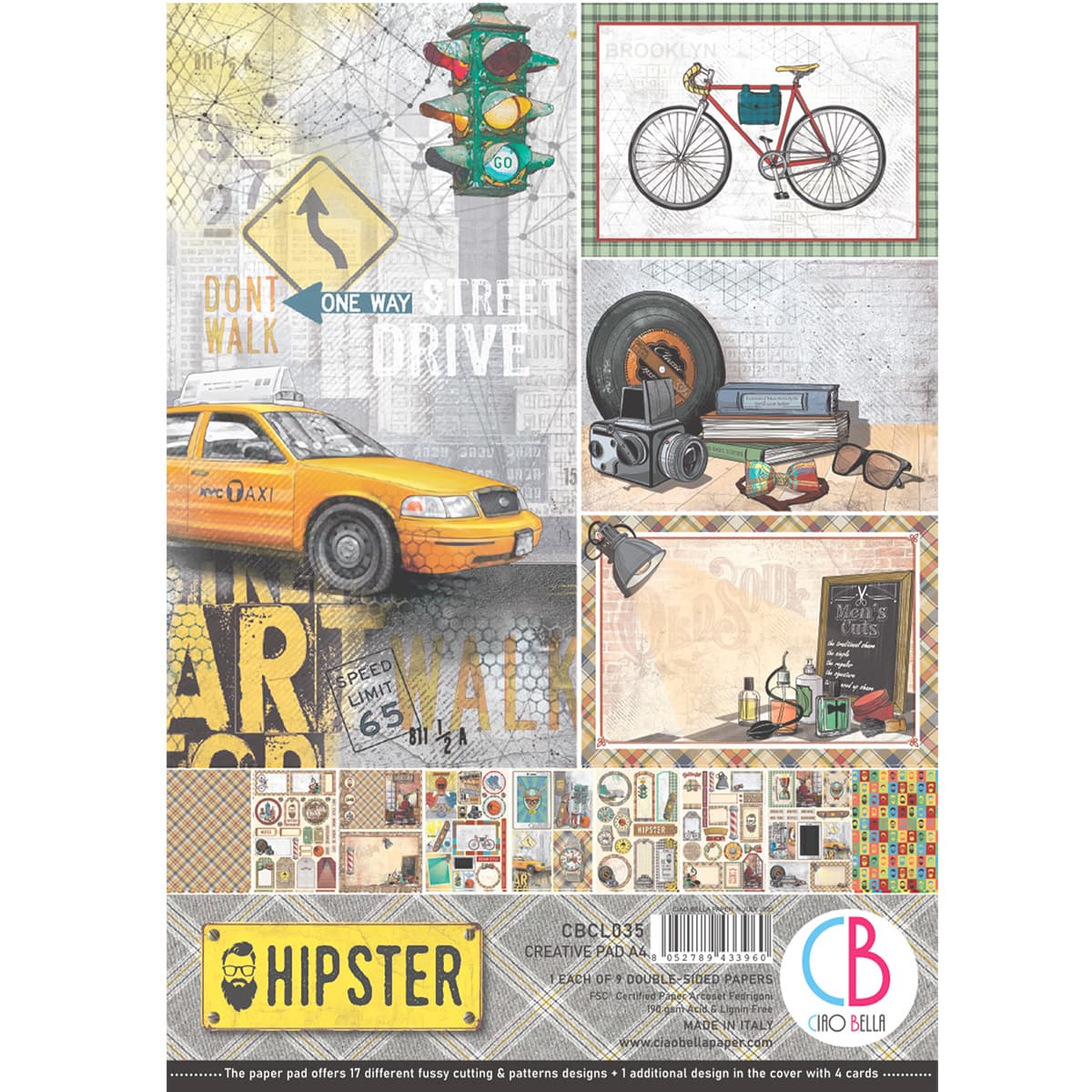 Bloc Créatif Bella Hipster Ciao A4 9 feuilles/paquet