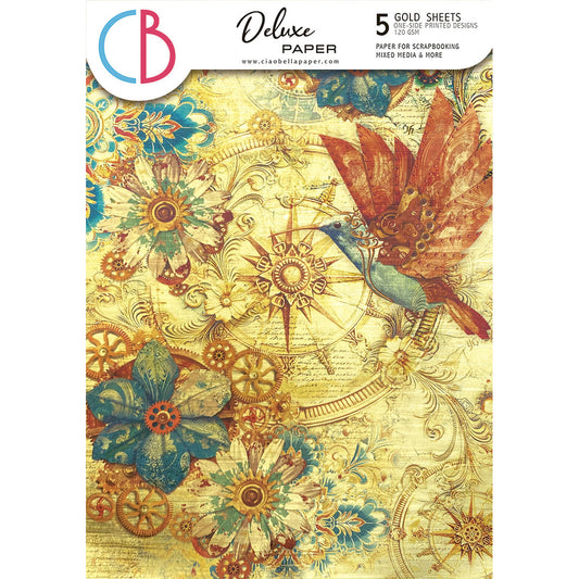 Deluxe Esprit de Voyage Paper Gold  A4 5/Pkg
