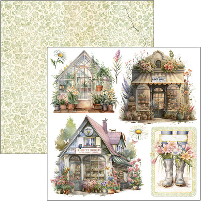 Bloc de découpes « Flower Shop » 15 x 15 cm 24 feuilles/paquet