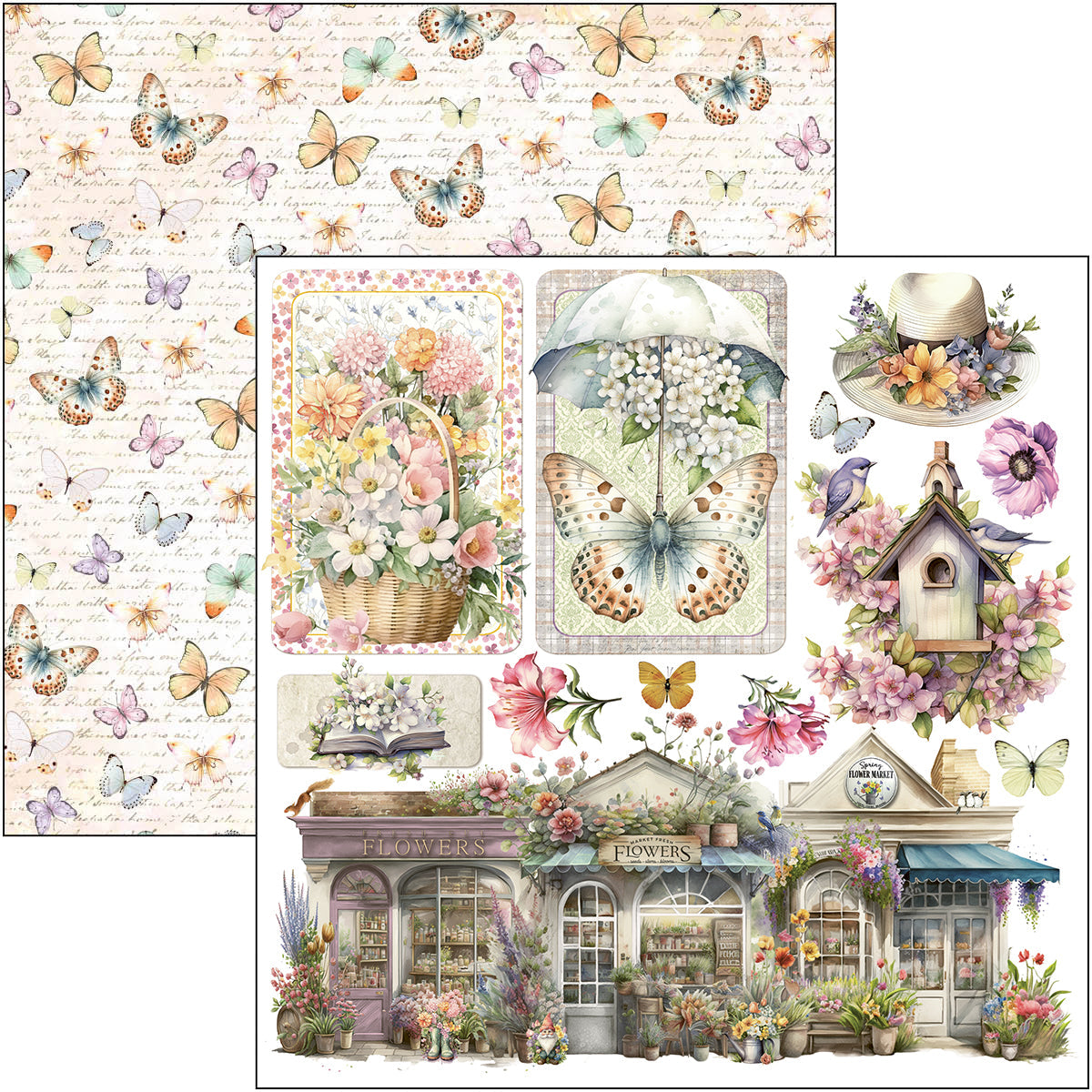 Bloc de découpes « Flower Shop » 15 x 15 cm 24 feuilles/paquet