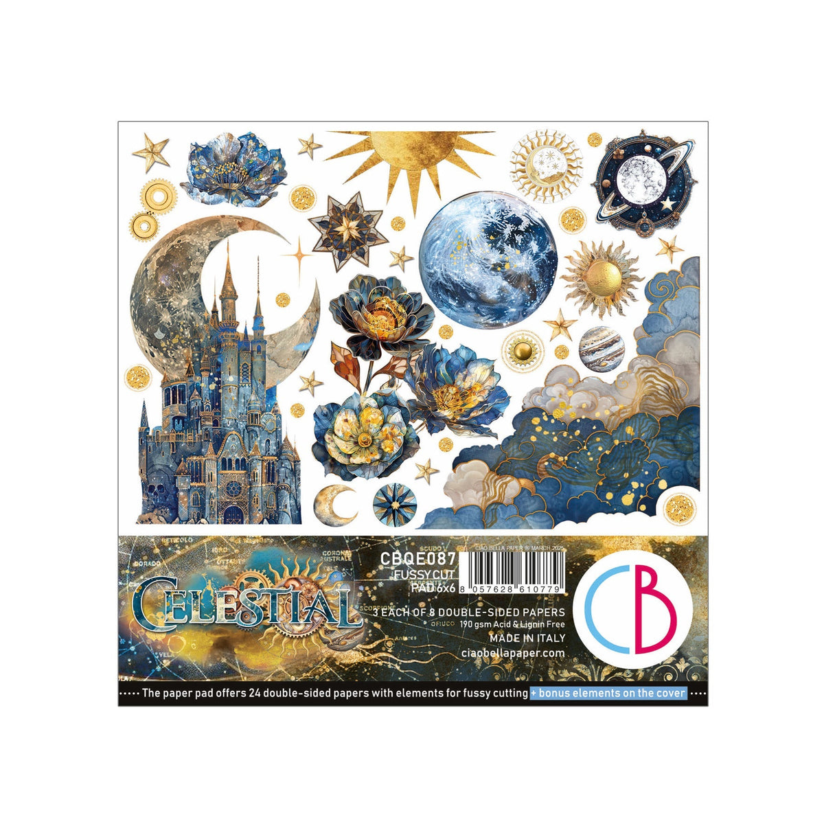 Bloc de Papiers Découpés « Céleste » 6"x6" 24 feuilles/paquet