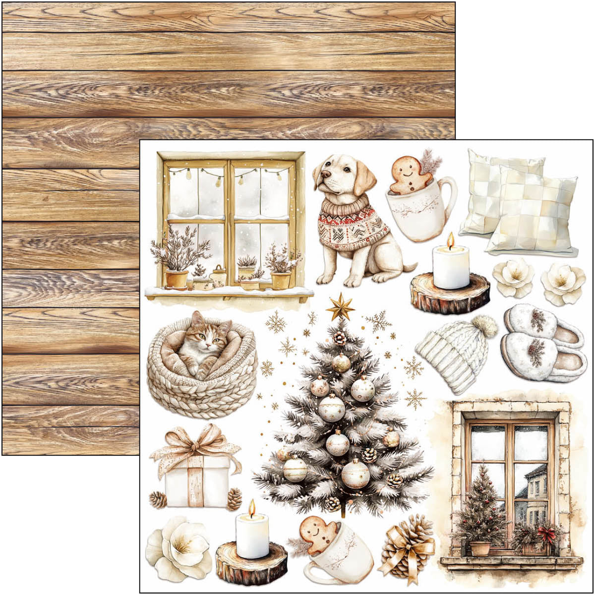 Bloc de découpes manuelles saison hiver 15,2x15,2 cm 24 feuilles/paquet