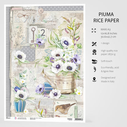 Ciao Bella Papier de Riz A3 Anémones - 3 Feuilles